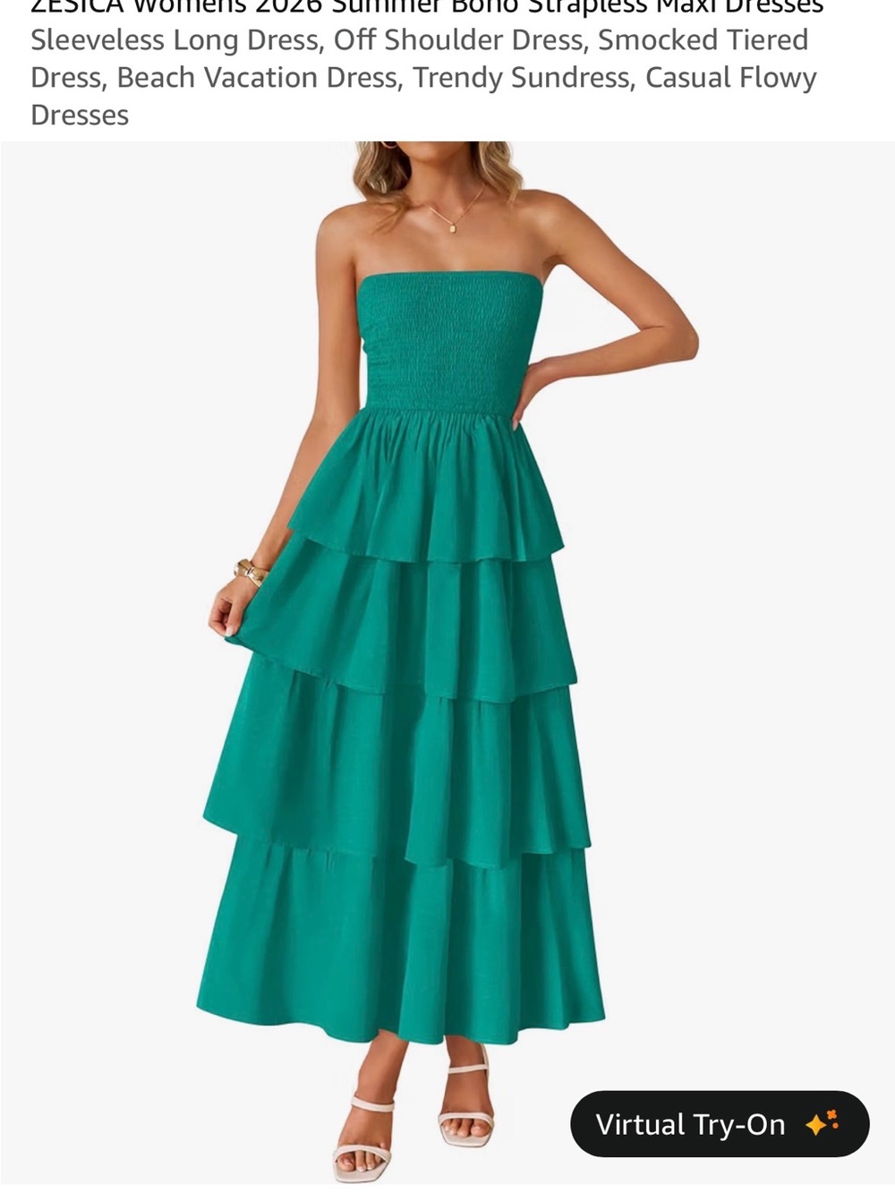 Tiered Strapless Maxi Dress in Teal with Smocked Bodice